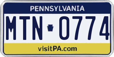 PA license plate MTN0774
