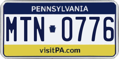 PA license plate MTN0776