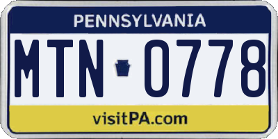 PA license plate MTN0778