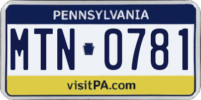 PA license plate MTN0781