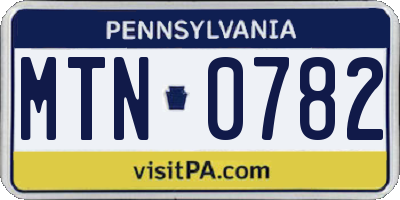 PA license plate MTN0782