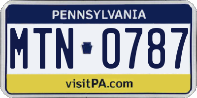 PA license plate MTN0787