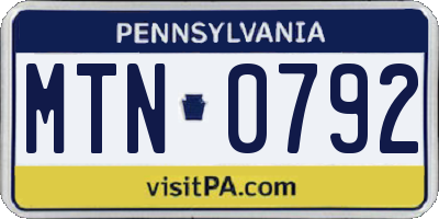 PA license plate MTN0792