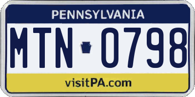 PA license plate MTN0798