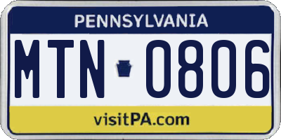 PA license plate MTN0806