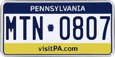 PA license plate MTN0807