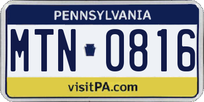 PA license plate MTN0816
