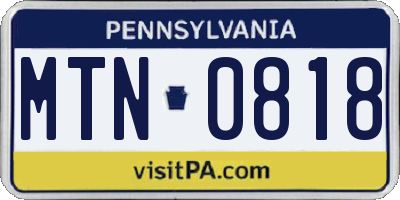 PA license plate MTN0818