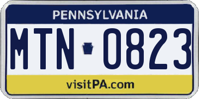 PA license plate MTN0823