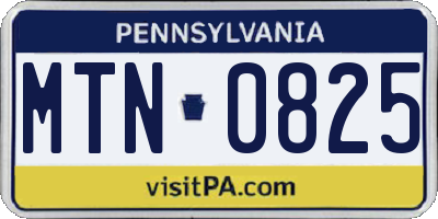 PA license plate MTN0825