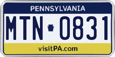 PA license plate MTN0831