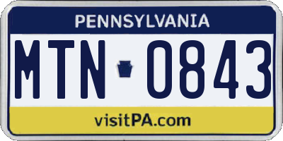 PA license plate MTN0843