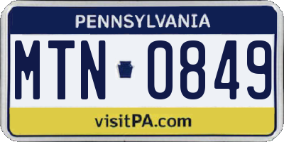 PA license plate MTN0849