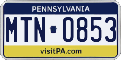 PA license plate MTN0853