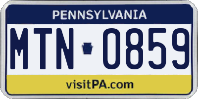 PA license plate MTN0859