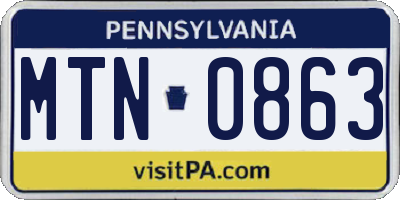 PA license plate MTN0863