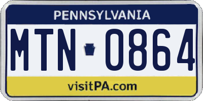 PA license plate MTN0864