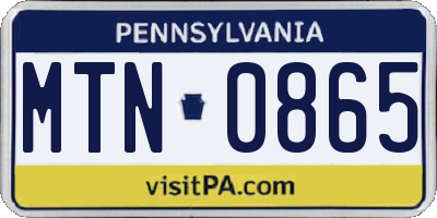 PA license plate MTN0865