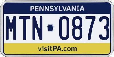 PA license plate MTN0873