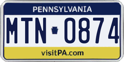 PA license plate MTN0874
