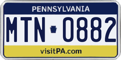 PA license plate MTN0882