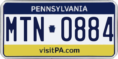 PA license plate MTN0884