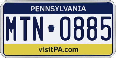 PA license plate MTN0885