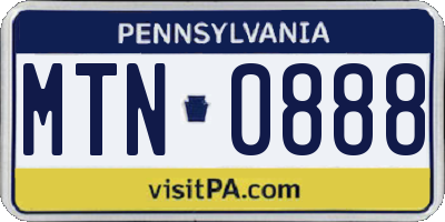PA license plate MTN0888