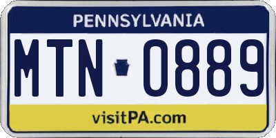 PA license plate MTN0889