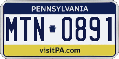 PA license plate MTN0891