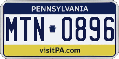 PA license plate MTN0896