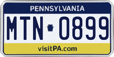 PA license plate MTN0899