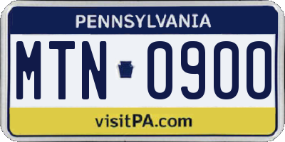 PA license plate MTN0900