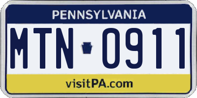PA license plate MTN0911