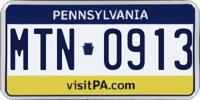 PA license plate MTN0913