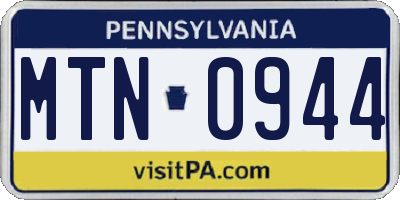 PA license plate MTN0944