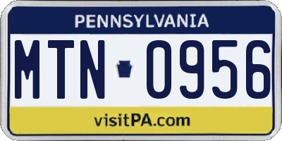 PA license plate MTN0956