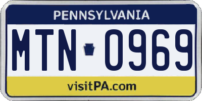 PA license plate MTN0969