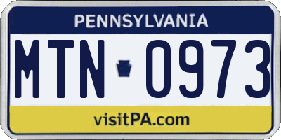 PA license plate MTN0973