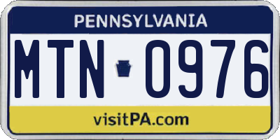 PA license plate MTN0976