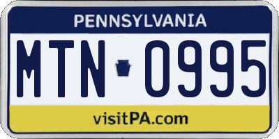 PA license plate MTN0995