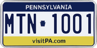 PA license plate MTN1001