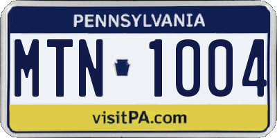 PA license plate MTN1004
