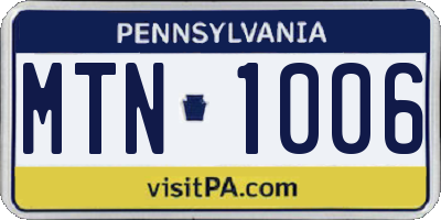 PA license plate MTN1006