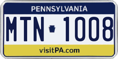 PA license plate MTN1008