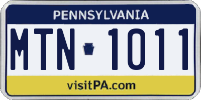 PA license plate MTN1011