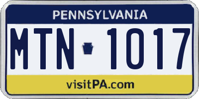 PA license plate MTN1017