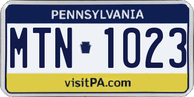 PA license plate MTN1023