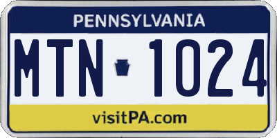 PA license plate MTN1024