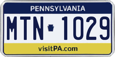 PA license plate MTN1029